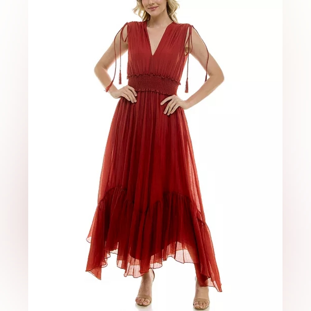 New Small Elegant Red Maxi Dress